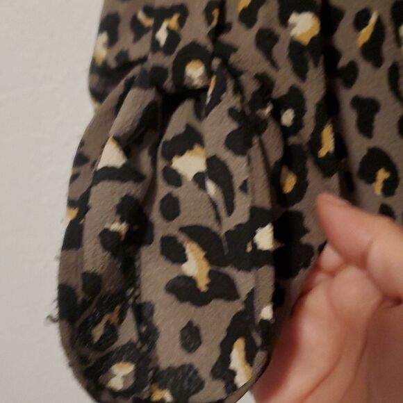 Entro Grey Black Brown Cheetah Animal Knee Length 3/4 Sleeve Slip Dress -sz S - Picture 3 of 6